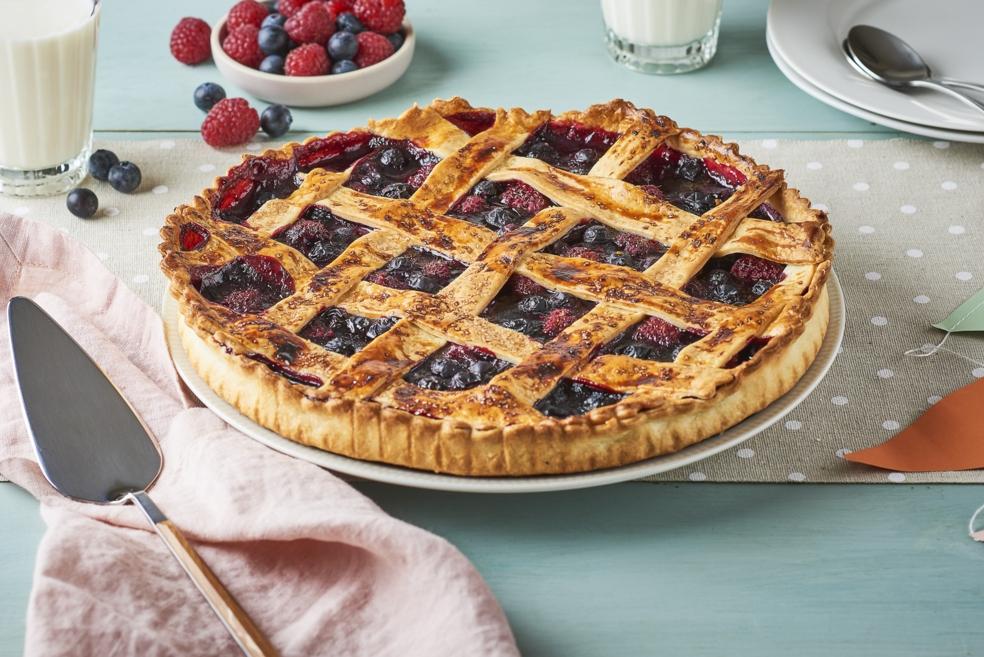 Tarte quadrillée aux fruits rouges
