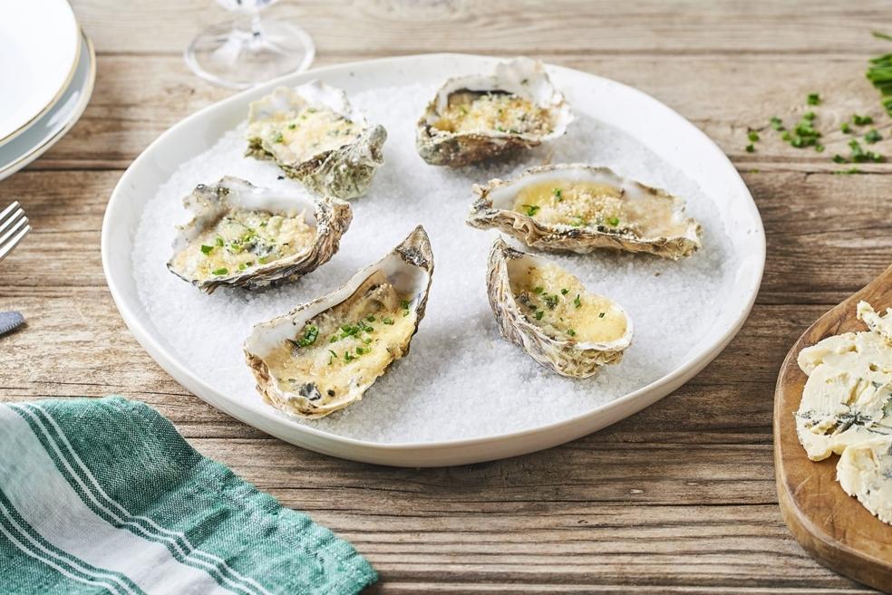Huîtres gratinées au Roquefort
