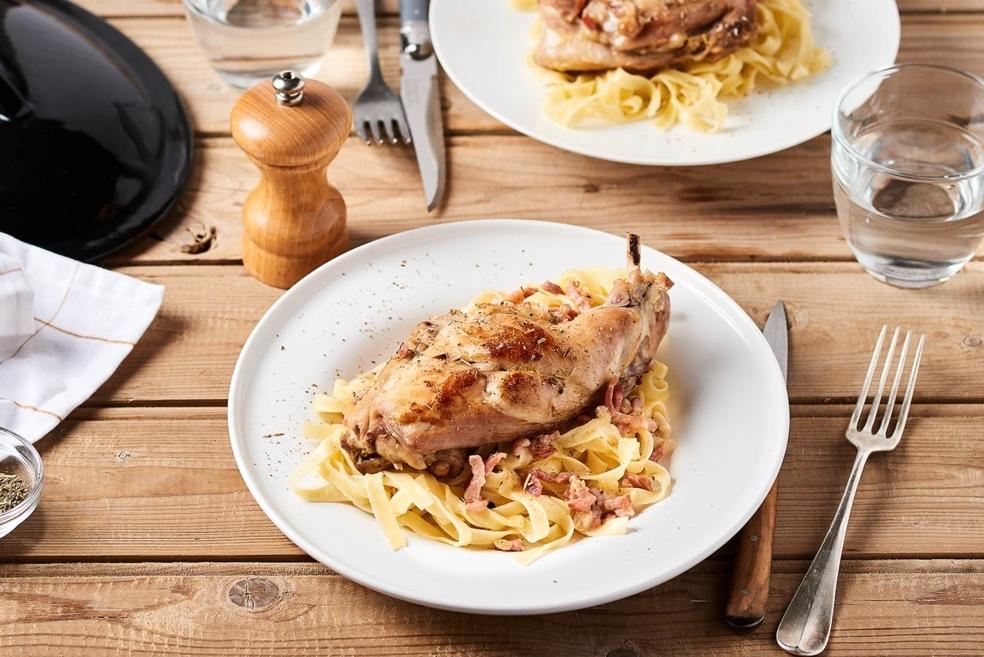 Lapin en cocotte au vin blanc