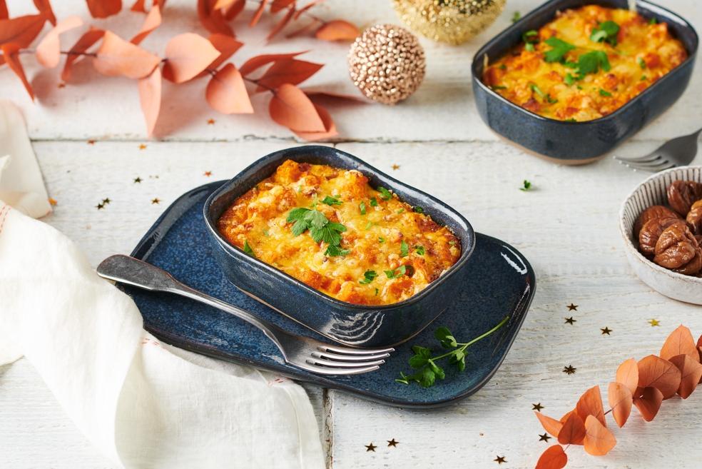 Mini gratins de potimarron, châtaignes et persil