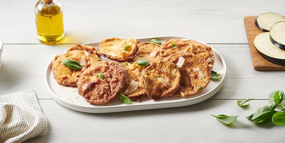 Beignets d'aubergines au basilic et au parmesan