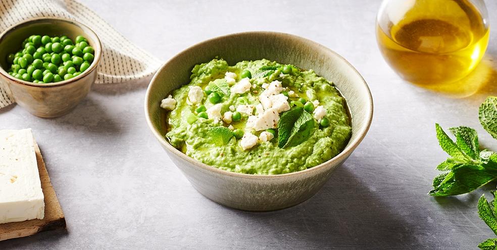 Tartinade de petits pois, feta et menthe