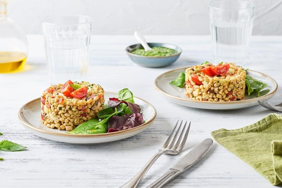 Tartare au blé, légumes et chèvre