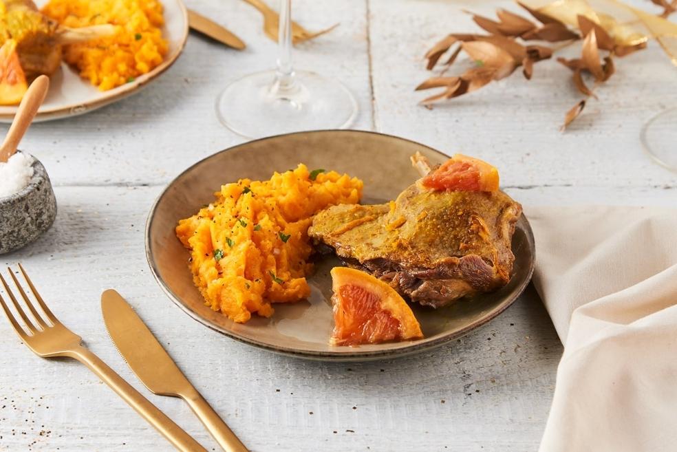Confit de canard pamplemousse gingembre