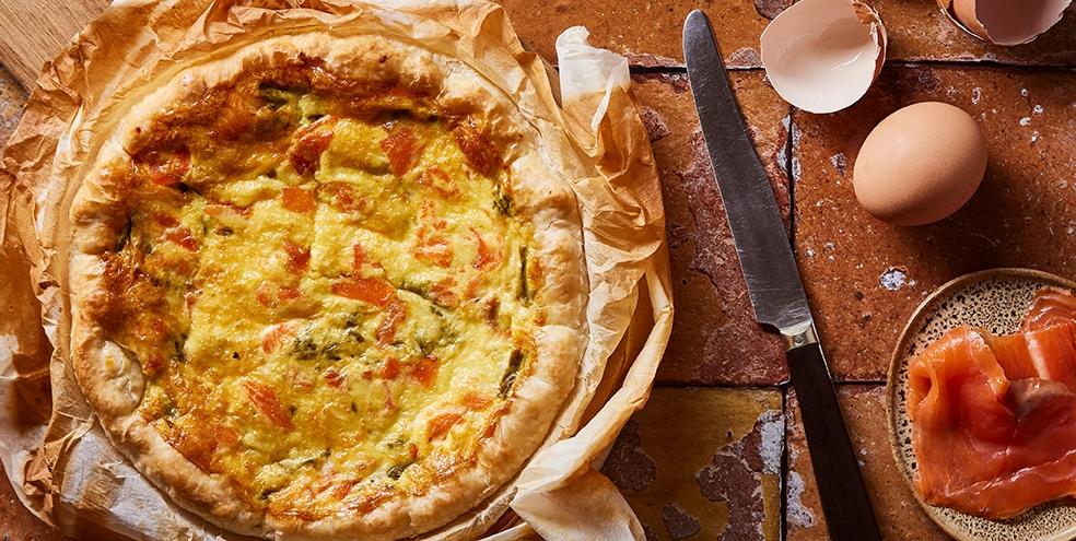 Quiche au saumon et aux asperges