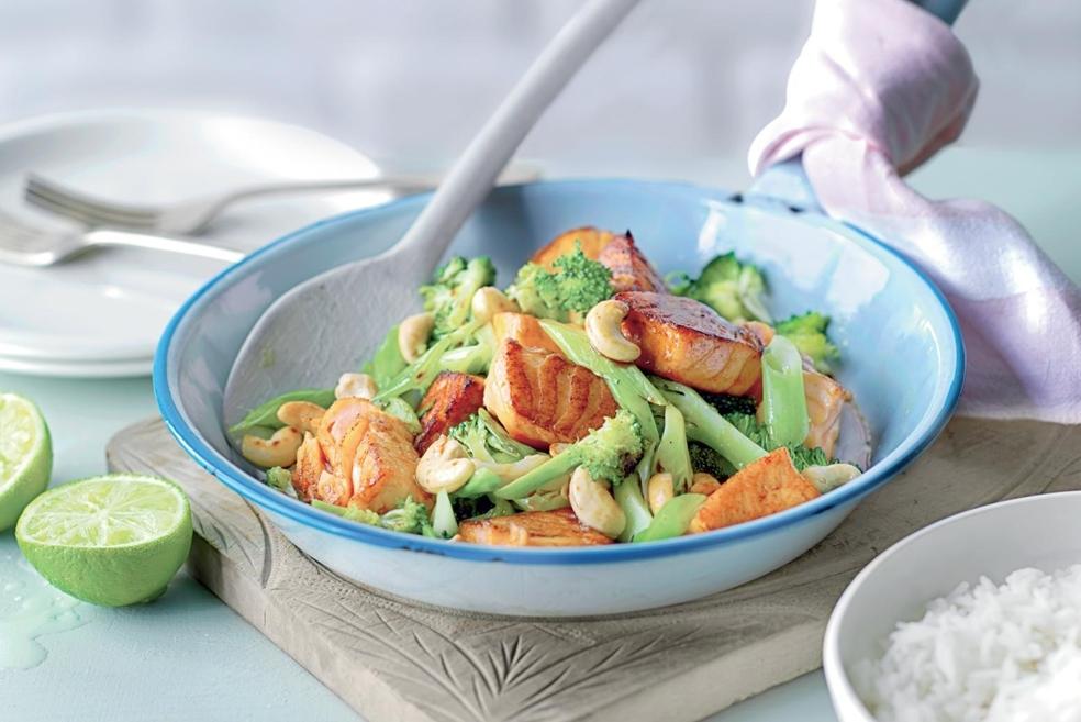 Poêlée de saumon et brocolis