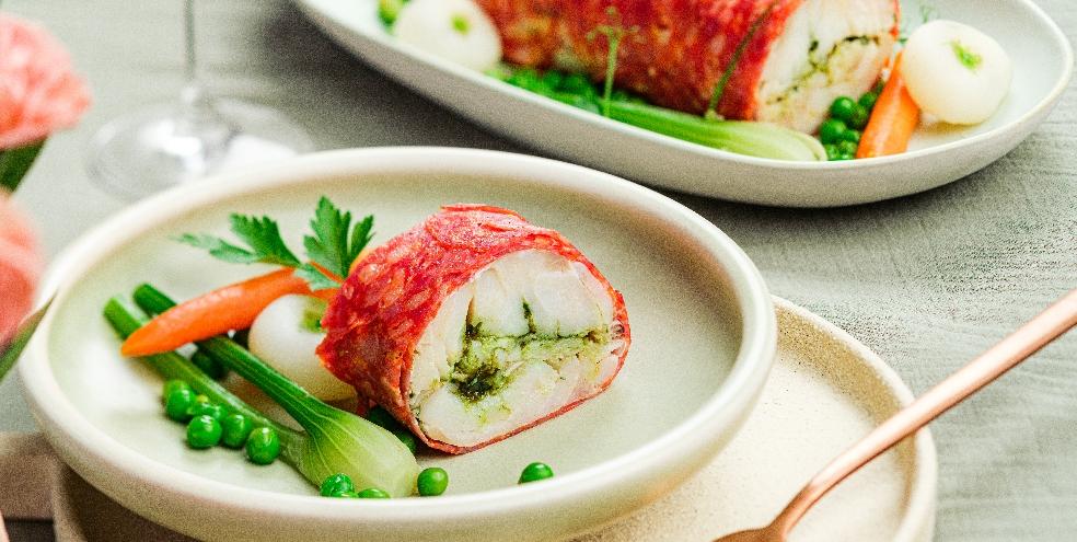 Rôti de dos de cabillaud en croûte de chorizo