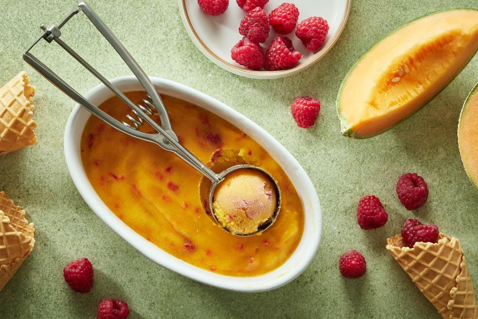 Sorbet melon & framboise sans sorbetière