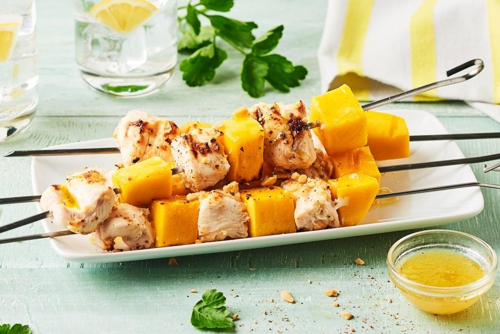 Brochettes de poulet et de mangue