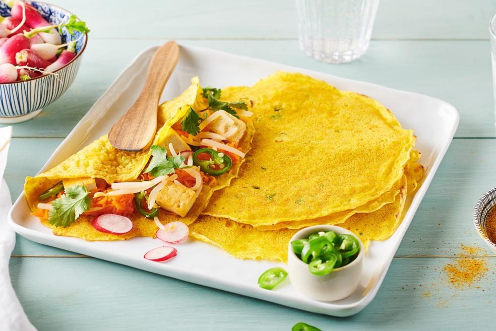 Crêpes végétariennes au tofu, carottes et radis | Banh Xeo