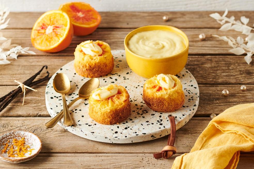 Mini gâteaux orange sanguine et crème vanille