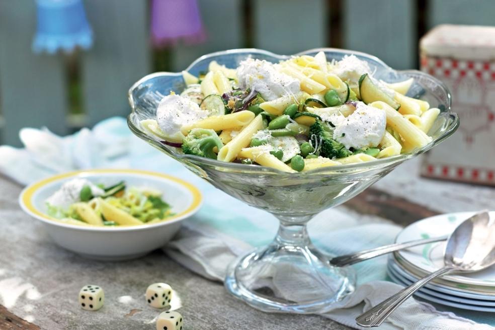 Penne aux légumes verts et ricotta
