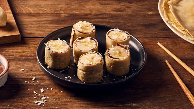 Makis crêpe, banane et chocolat