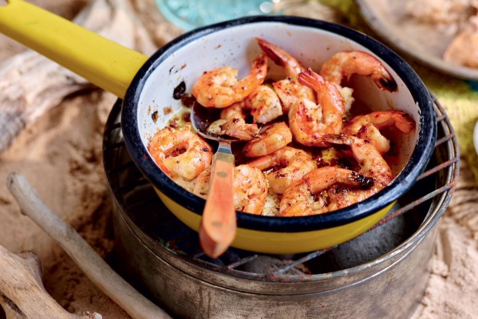 Sauté de crevettes, sauce à l'ail