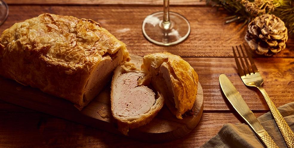 Bûche salée feuilletée à la dinde et aux marrons