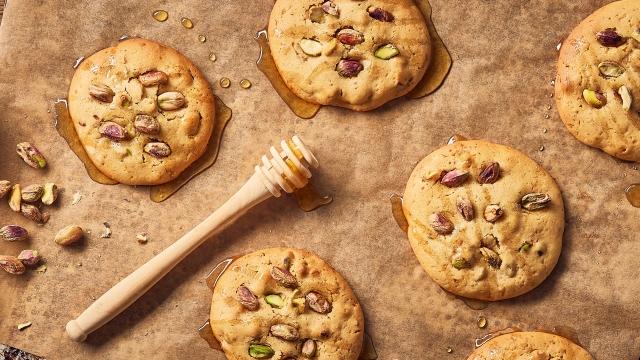 Cookies aux pistaches, miel et fleur d'oranger