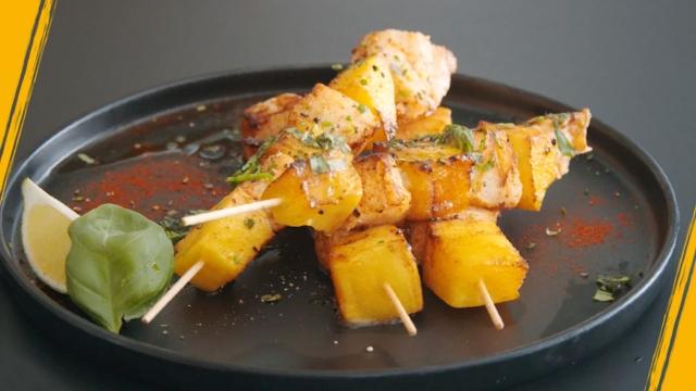 Brochettes cabillaud-mangue