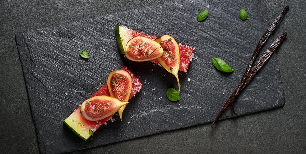 Pastèque glacée aux figues et vanille