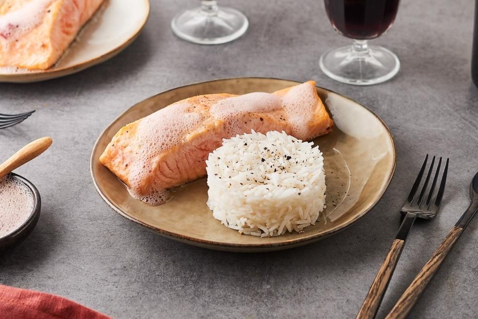 Saumon à l’émulsion de vin rouge