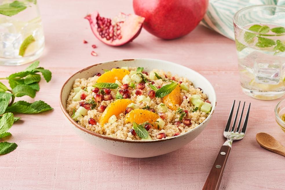 Taboulé de quinoa, orange, menthe et grenade