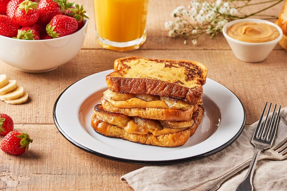 Millefeuille de pain perdu banane et caramel au beurre salé