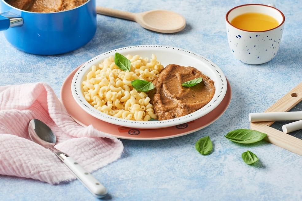 Purée d'aubergines, tomates et basilic