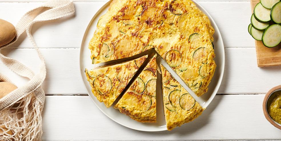 Tortilla espagnole courgettes pommes de terre pesto