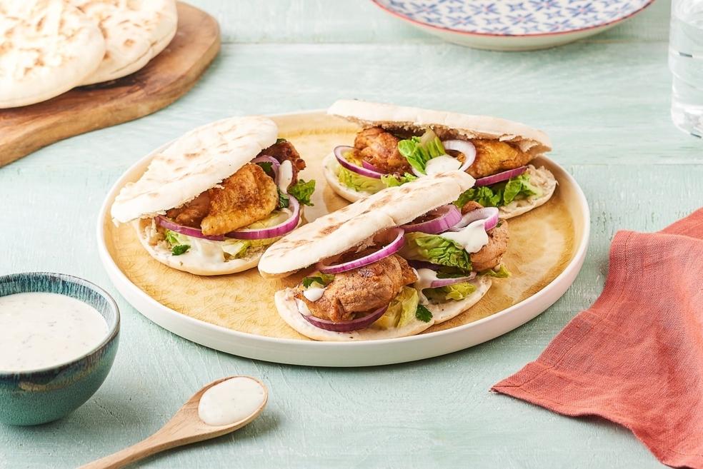 Shawarma de poulet et crudités