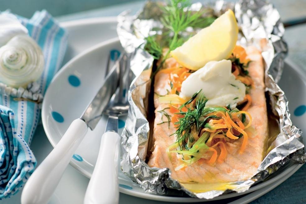 Papillote de saumon aux légumes