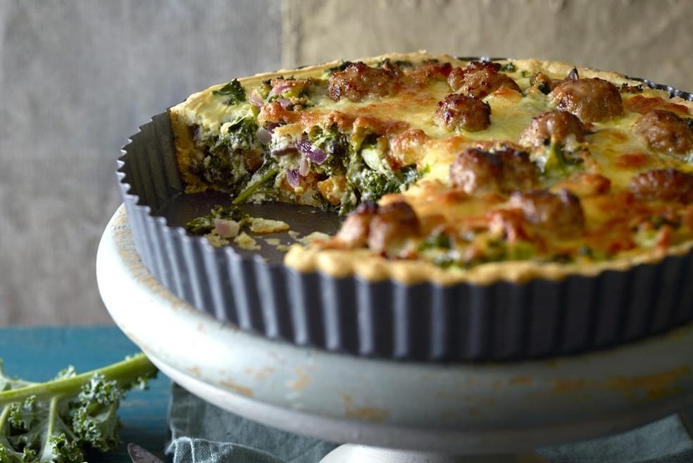 Quiche au chou et boulettes de viande