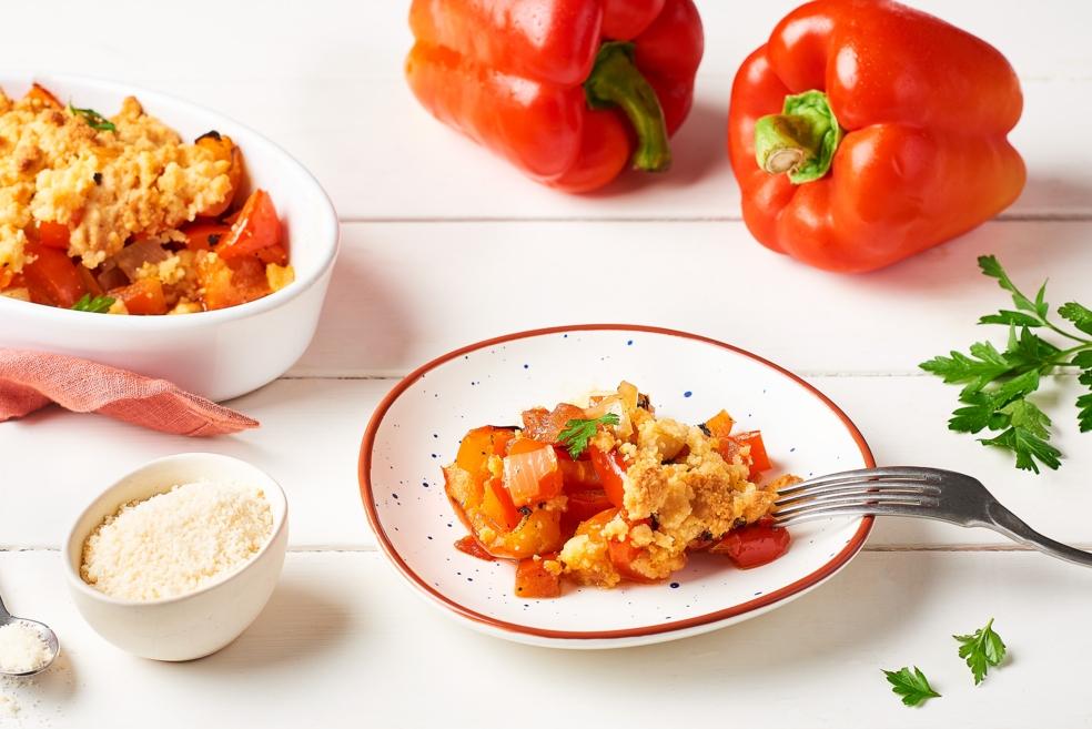 Mini crumble de poivron, chorizo et parmesan