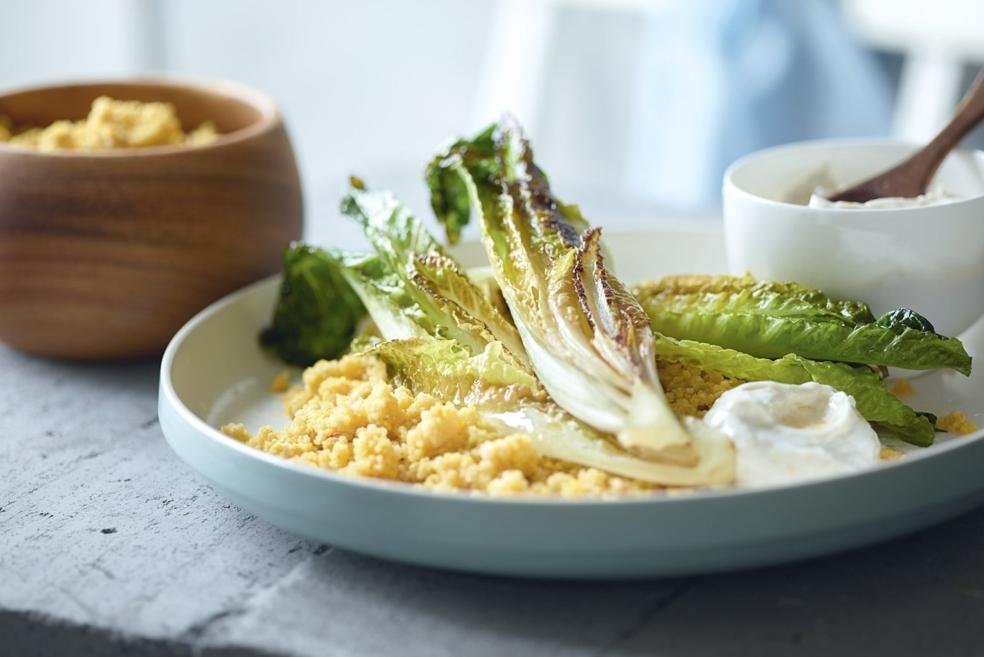 Couscous végétarien au safran et crème d'ail