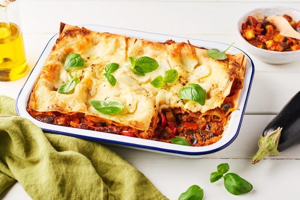 Lasagnes végétariennes courgette, pesto rosso et mozzarella