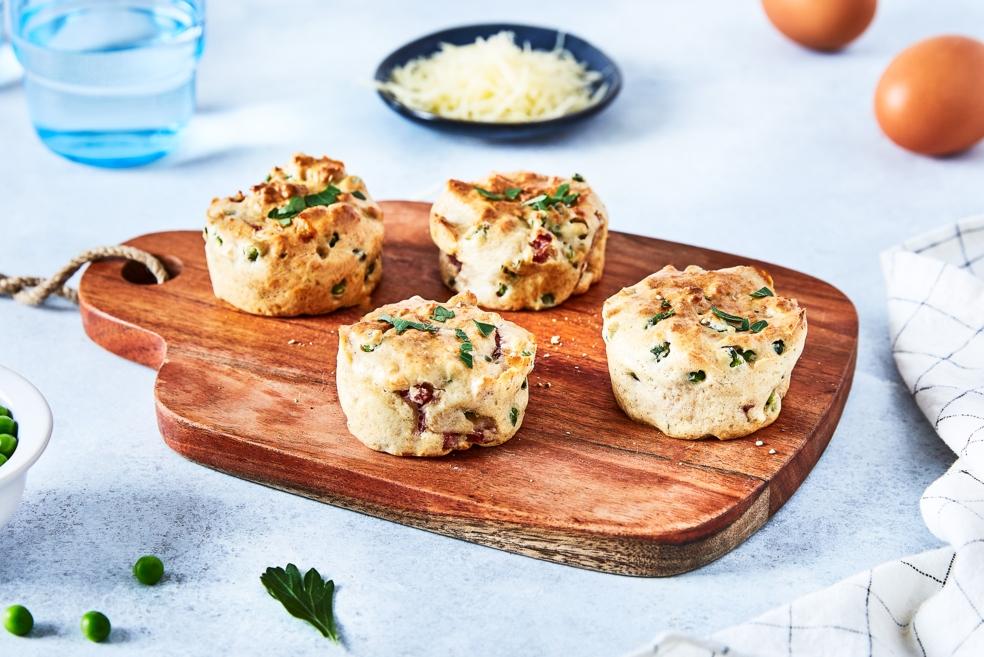 Muffins petits pois et lardons