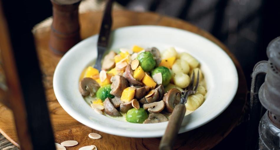Gnocchi aux champignons et petits légumes