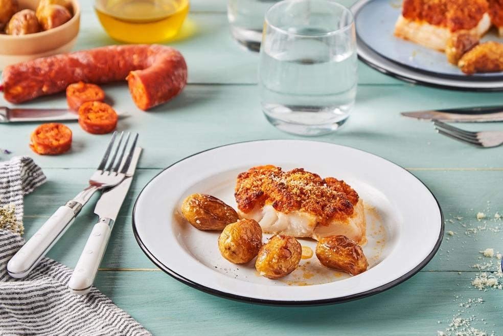 Cabillaud en croûte de chorizo et parmesan