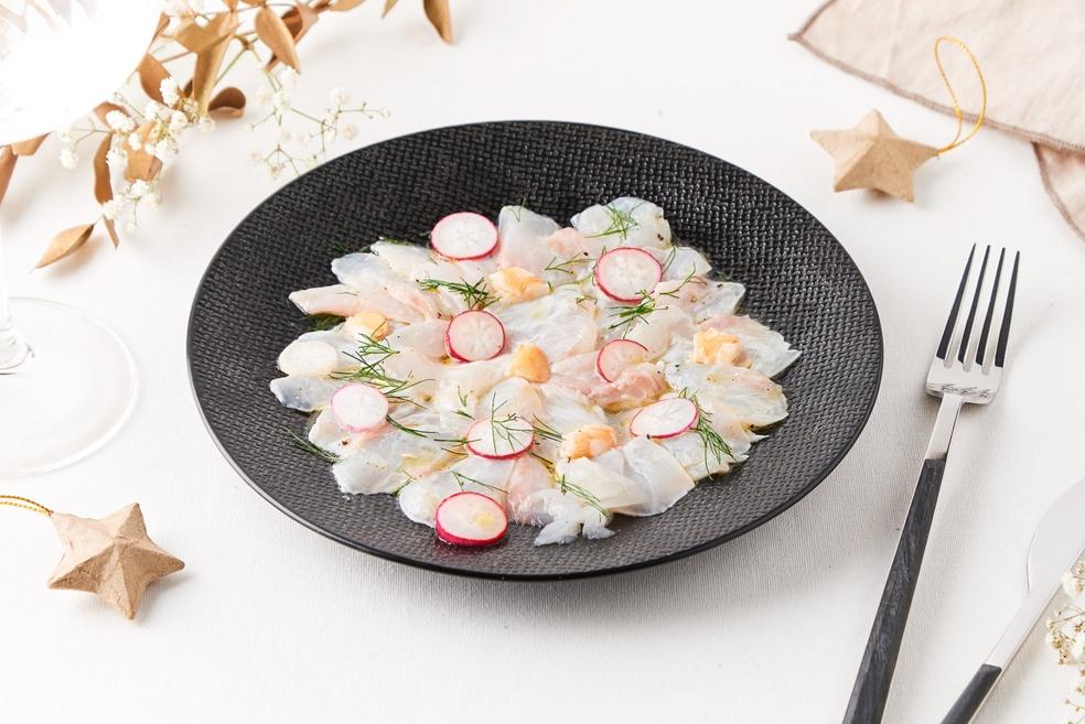 Ceviche de daurade et crevette au pamplemousse