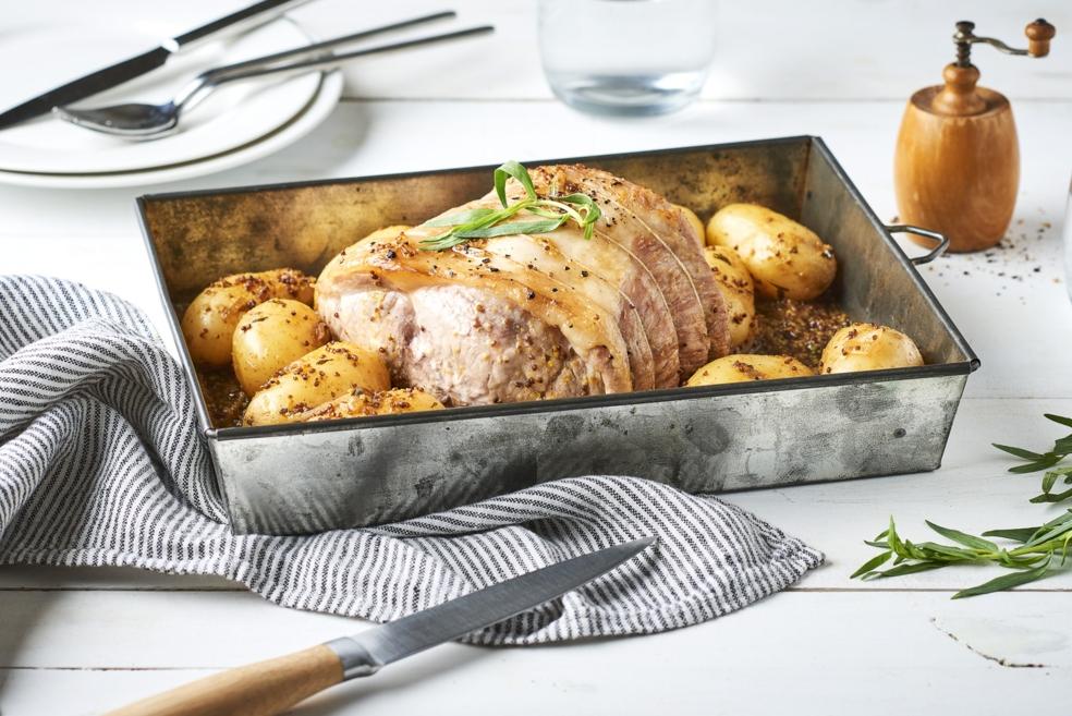 Rôti de porc à la moutarde à l'estragon