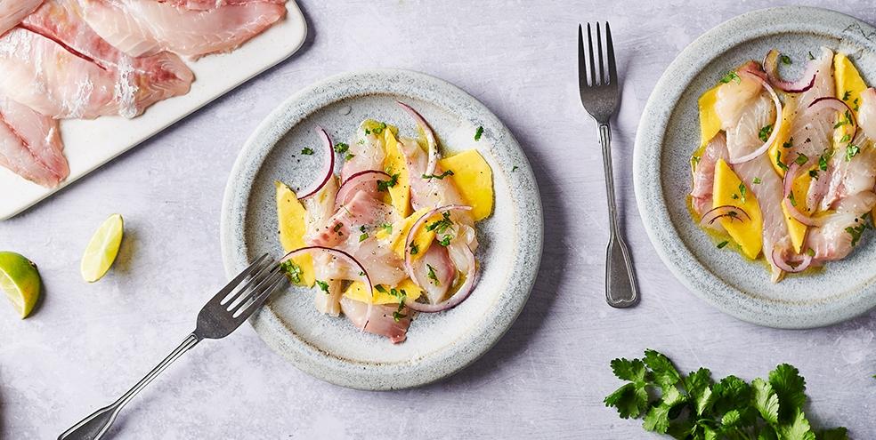 Carpaccio de daurade et mangue
