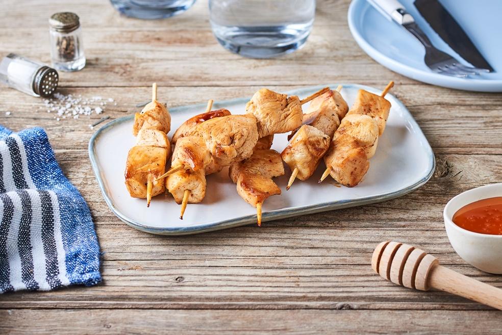 Brochettes de poulet à la bière et miel
