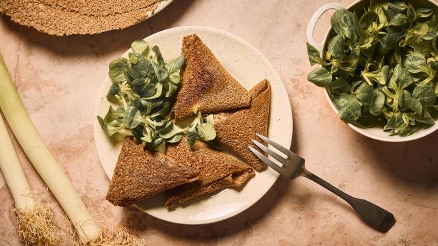 Samoussas de crêpes de sarrasin aux poireaux