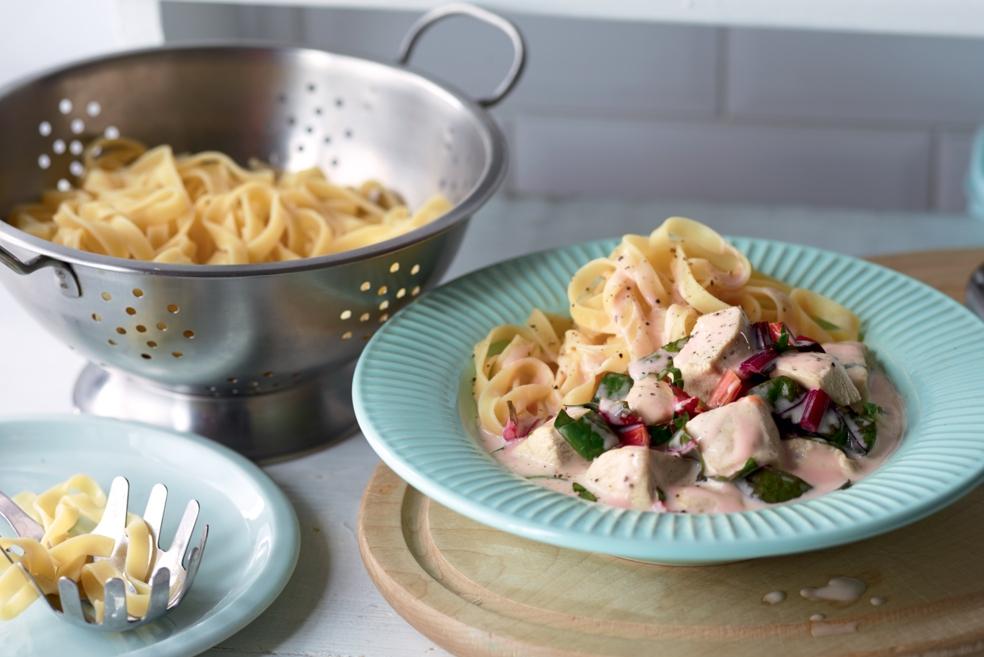 Tagliatelles et poulet aux blettes au Monsieur Cuisine