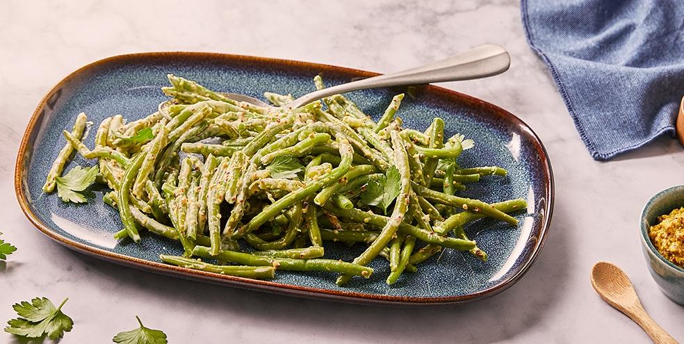 Haricots verts à la crème de moutarde