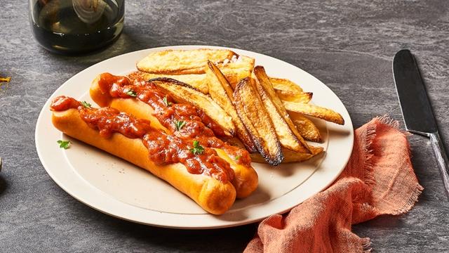 Currywurst et frites au four maison