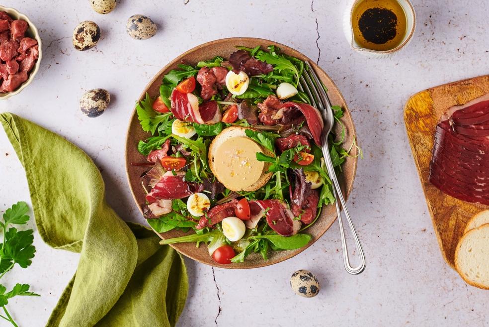 Salade gourmande au foie gras