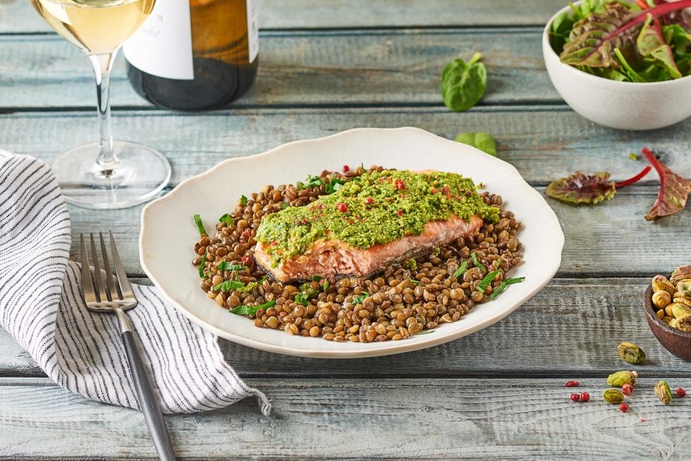 Pavés de saumon en croûte de pistaches