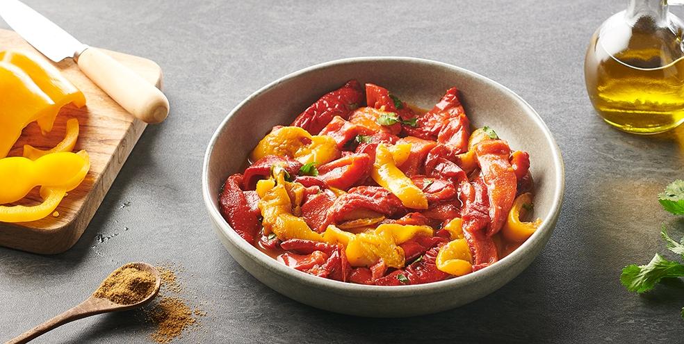 Poivrons marinés au cumin et à la coriandre