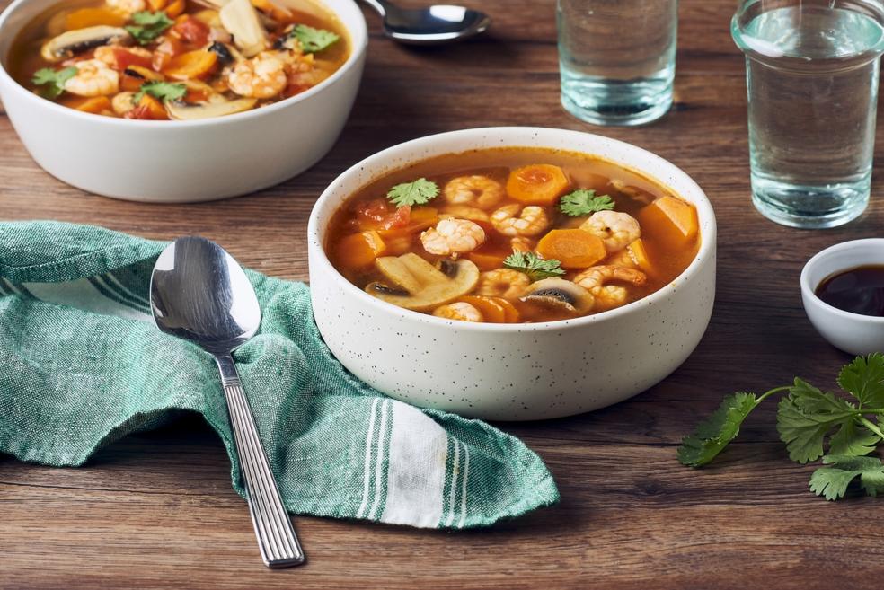 Bouillon thaï aux crevettes