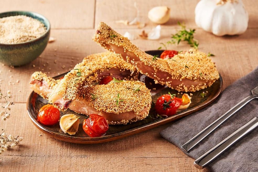 Côtes d’agneau panées au quinoa
