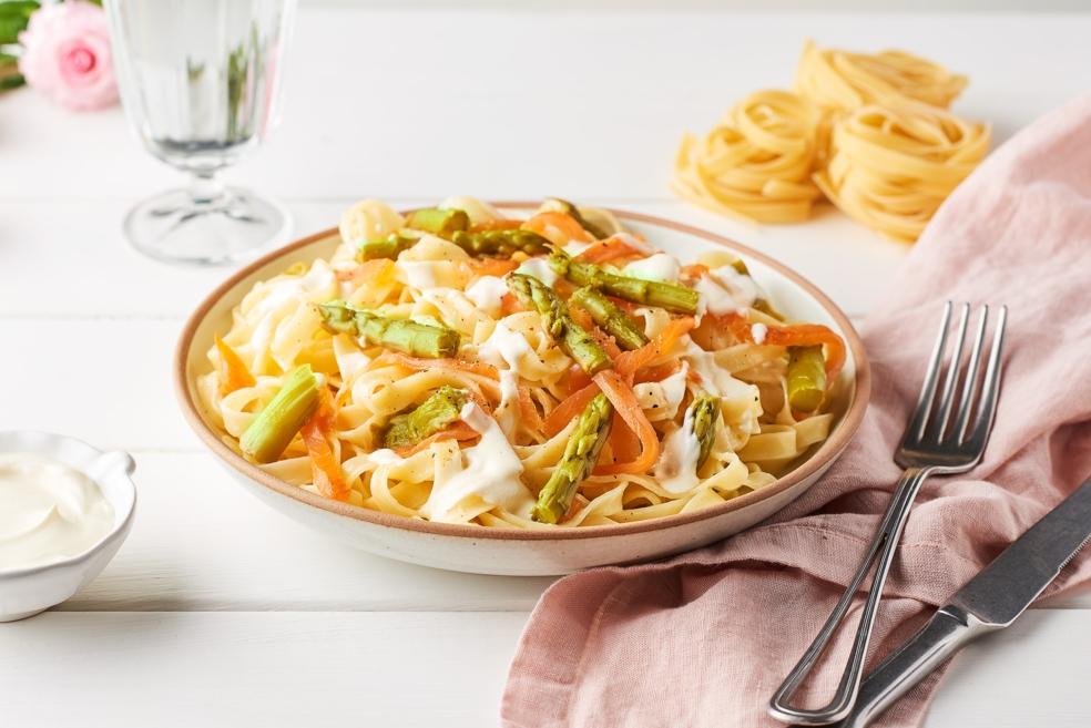 Tagliatelles saumon et asperges